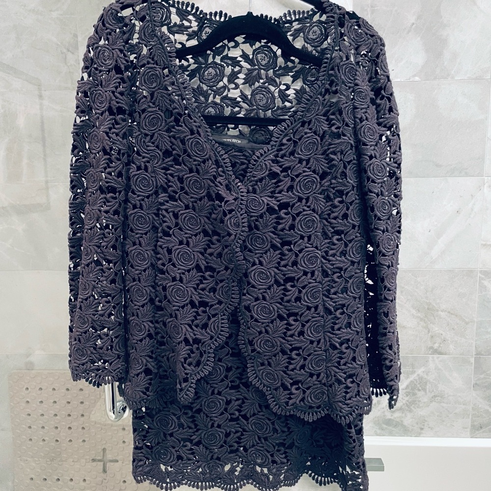 George’s Rech Paris cotton lace skirt suit.